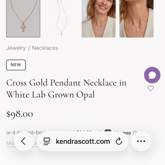 Kendra Scott Opal Cross Pendant Necklace - Picture 3 of 4